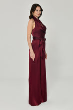 Load image into Gallery viewer, Satin Jumpsuit with Waist Tie and Wide-Leg