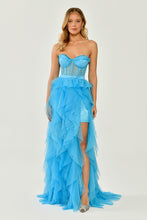 Load image into Gallery viewer, Strapless Pleated Tulle Evening Dress