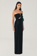 Load image into Gallery viewer, Strapless Floral Long Suede Dress