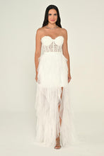 Load image into Gallery viewer, Strapless Sequin Corset Layered Tulle Maxi Dress