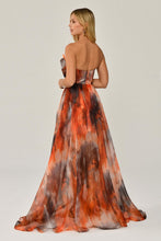 Load image into Gallery viewer, Bateau Neckline Printed Tulle Evening Gown