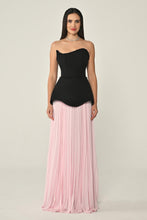 Load image into Gallery viewer, Strapless Crepe Bodice & Chiffon Long Evening Dress