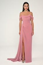 Load image into Gallery viewer, Off-Shoulder Chiffon Long Dress with Side Slit