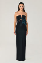 Load image into Gallery viewer, Strapless Floral Long Suede Dress