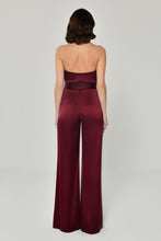 Load image into Gallery viewer, Satin Jumpsuit with Waist Tie and Wide-Leg