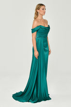 Load image into Gallery viewer, Low Shoulder Deep Slit Evening Dress