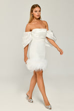 Load image into Gallery viewer, Off-Shoulder Ostrich Feather Trim Mini Party Dress