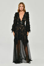 Load image into Gallery viewer, Long Sleeve Embroidered Tulle Evening Dress