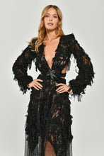 Load image into Gallery viewer, Long Sleeve Embroidered Tulle Evening Dress