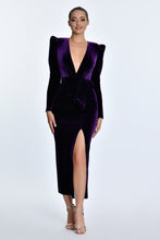 Load image into Gallery viewer, Deep V-Neck Long Sleeves Velvet Long Cocktail Dress