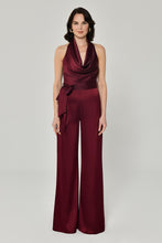 Load image into Gallery viewer, Satin Jumpsuit with Waist Tie and Wide-Leg