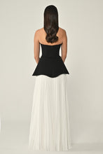 Load image into Gallery viewer, Strapless Crepe Bodice & Chiffon Long Evening Dress