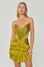 Load image into Gallery viewer, Strapless Beaded Tassel Embellished Shiny Short Party Dress