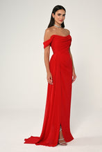 Load image into Gallery viewer, Off-Shoulder Chiffon Long Dress with Side Slit