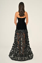 Load image into Gallery viewer, Midnight & Ivory Illusion Strapless Gown