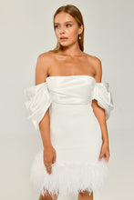 Load image into Gallery viewer, Off-Shoulder Ostrich Feather Trim Mini Party Dress