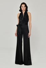 Load image into Gallery viewer, Satin Jumpsuit with Waist Tie and Wide-Leg