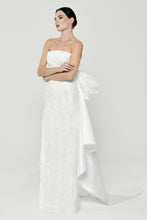 Load image into Gallery viewer, Feathered Sequin Strapless Backless Long Dress with Ribbon Tail Wedding Dress