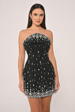 Load image into Gallery viewer, Crystal Embellished Strapless Crepe Mini Dres