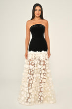 Load image into Gallery viewer, Midnight & Ivory Illusion Strapless Gown