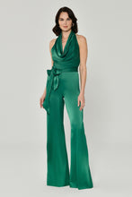 Load image into Gallery viewer, Satin Jumpsuit with Waist Tie and Wide-Leg