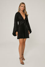 Load image into Gallery viewer, Deep V-Neck Pleated Shiny Short Party Dress