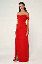 Load image into Gallery viewer, Off-Shoulder Chiffon Long Dress with Side Slit