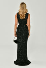 Load image into Gallery viewer, Thick Straps V-Neck Deep Slit Sequin Long Evening Dress