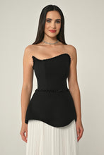 Load image into Gallery viewer, Strapless Crepe Bodice & Chiffon Long Evening Dress