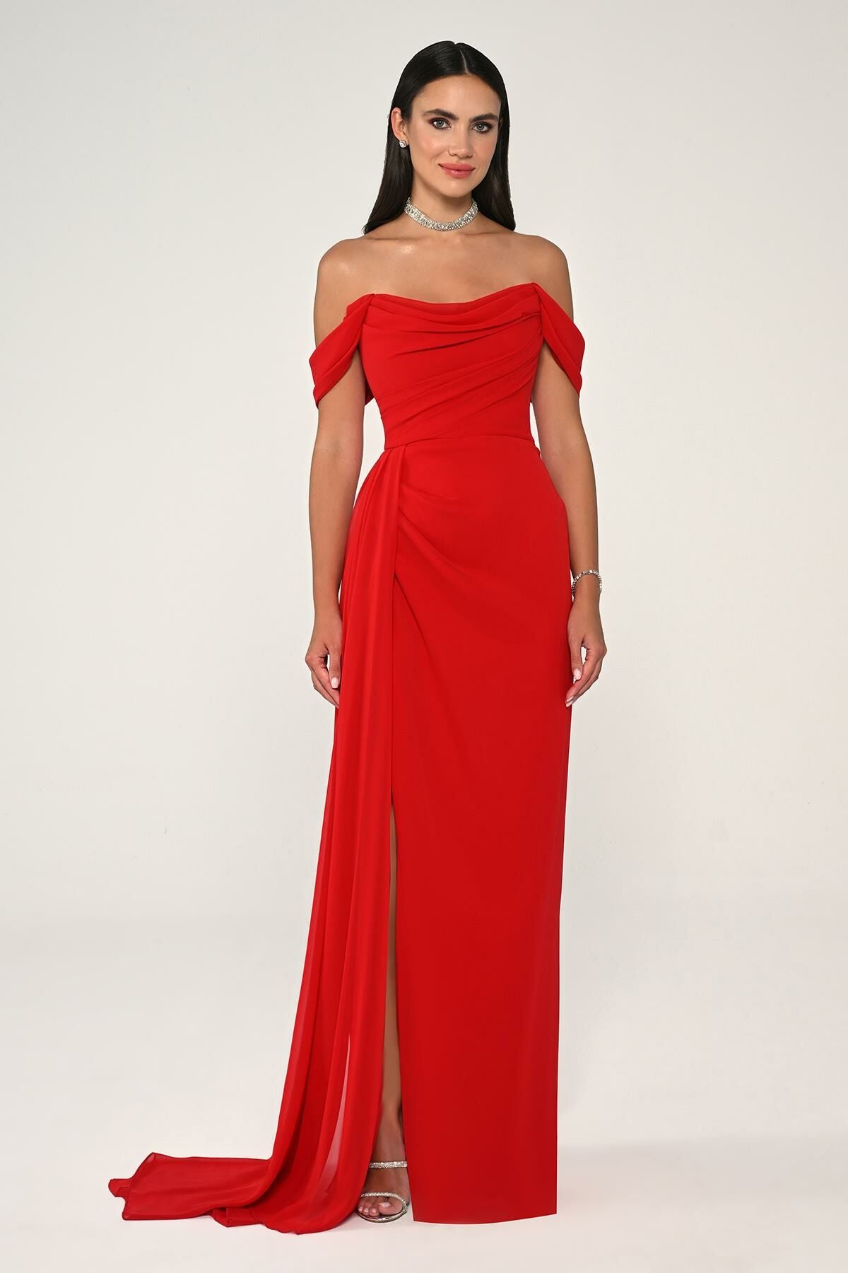 sachin and babi light blue dress BHLDN Jules Scarf Off-Shoulder Ruffled Chiffon Maxi Dress