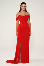 Load image into Gallery viewer, Off-Shoulder Chiffon Long Dress with Side Slit