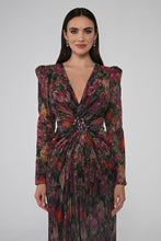 Load image into Gallery viewer, V-Neck Embellished Buckle Padded Pleated Long Gown