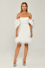Load image into Gallery viewer, Off-Shoulder Ostrich Feather Trim Mini Party Dress