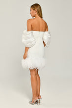 Load image into Gallery viewer, Off-Shoulder Ostrich Feather Trim Mini Party Dress