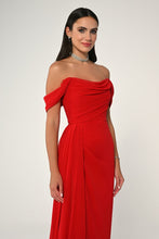 Load image into Gallery viewer, Off-Shoulder Chiffon Long Dress with Side Slit