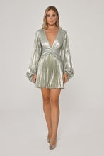 Load image into Gallery viewer, Deep V-Neck Pleated Shiny Short Party Dress