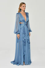 Load image into Gallery viewer, Deep V-Neck Long Sleeve Chiffon Evening Party Dress