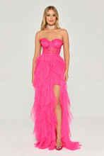 Load image into Gallery viewer, Strapless Pleated Tulle Evening Dress