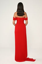 Load image into Gallery viewer, Off-Shoulder Chiffon Long Dress with Side Slit