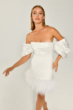Load image into Gallery viewer, Off-Shoulder Ostrich Feather Trim Mini Party Dress