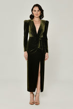 Load image into Gallery viewer, Deep V-Neck Long Sleeves Velvet Long Cocktail Dress