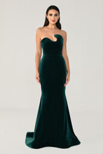 Load image into Gallery viewer, Strapless Asymmetric Cut Evening Dress