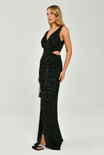 Load image into Gallery viewer, Thick Straps V-Neck Deep Slit Sequin Long Evening Dress