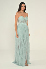 Load image into Gallery viewer, Strapless Sequin Corset Layered Tulle Maxi Dress