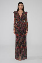 Load image into Gallery viewer, V-Neck Embellished Buckle Padded Pleated Long Gown