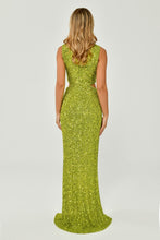 Load image into Gallery viewer, Thick Straps V-Neck Deep Slit Sequin Long Evening Dress