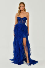 Load image into Gallery viewer, Strapless Pleated Tulle Evening Dress