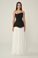 Load image into Gallery viewer, Strapless Crepe Bodice & Chiffon Long Evening Dress