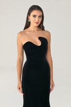 Load image into Gallery viewer, Strapless Asymmetric Cut Evening Dress