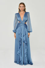Load image into Gallery viewer, Deep V-Neck Long Sleeve Chiffon Evening Party Dress